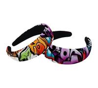 2 fasce per capelli imbottite in velluto graffiti, stile vintage, spesse, antiscivolo, larghe, accessori per capelli da donna