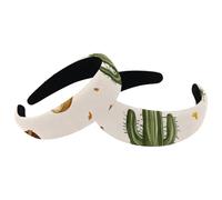 2 fasce per capelli imbottite in velluto vintage con motivo a cactus, cappelli da cowboy, stivali, cerchietti per capelli larghi e antiscivolo, accessori per capelli da donna