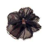 2 fasce per capelli in organza con perle grandi, versatili (nere)