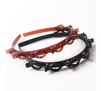 2 fasce per capelli intrecciate rosse e nere, a doppio strato, con design dei denti, fascia larga per capelli da donna, accessori per capelli in resina plastica, 13 x 14 x 0,8 cm, per un'acconciatura