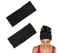 2 fasce per capelli larghe, fascia per capelli larga 9 cm nera e fascia per capelli grigio scuro 12 cm, fascia sportiva assorbente del sudore, fascia sportiva elastica, fascia elastica per il fitness