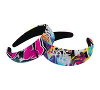 2 fasce per capelli larghe in velluto, stile graffiti, alla moda, fasce elastiche per capelli, da donna, 2 misure