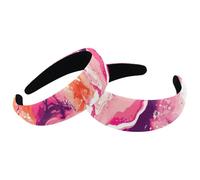 2 fasce per capelli per donne e ragazze, motivo marmo, senza cuciture, antiscivolo, per il trucco, per la doccia