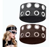 2 Fasce per Capelli Punk Metal Rock, Bandane Personalizzate per Uomo Donna e Giovani, Fasce Larghe Annodate per Yoga, Ciclismo, Pilates, Corsa e Concerti