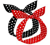2 fasce per capelli rosse e bianche a pois, per ragazze e donne, stile retrò, stile anni '50, con stampa vintage