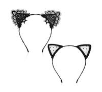 2 fasce per orecchie di gatto in pizzo con fascia per orecchie di gatto accessori per costumi per feste da donna orecchie di gatto