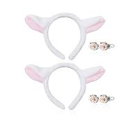 2 Fasce Per Orecchie Di Pecora, 2 Forcine Per Agnello, Fasce Per Capelli In Peluche, Accessori Per Capelli Simpatico Cartone Animato, Copricapo Da Donna