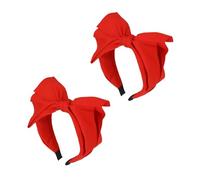 2 fasce rosse alla moda da donna con fiocco, squisite fasce con fiocco annodato per donne con doppio strato e nodo rosso, accessori per donne e ragazze per la cura dei capelli