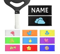 2 Fascette Personalizzate per Impugnatura da Pickleball - Adatta a Tutti i Manici Delle Racchette - Nastro Grip in Silicone per Racchetta Personalizzato con Nome - Pickleball Accessori - Nero