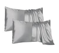 2 federe in seta di gelso, federe in seta per capelli e pelle, ipoallergeniche, morbide, lisce e traspiranti, con cerniera nascosta, dimensioni standard UK 48 x 74 cm (argento)