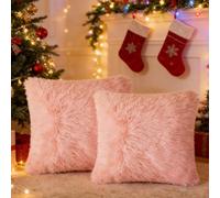 2 Federe per Cuscini in Doppia Faccia Pelliccia, Federa Cuscino con Chiusura a Cerniera, Super Soft Federe, Morbide Quadrate Decorative per Divano Soggiorno Letto, 40x40 Cm, Rosa