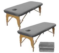 2 federe per lettini da massaggio: 80 x 190 cm, rivestimento per lettino da massaggio, resistente all'olio, lavabile con foro, rivestimento elastico per tavoli cosmetici, spa, panchine terapeutiche