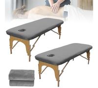2 federe per lettini massaggianti con foro, 80 x 190 cm, lavabile, impermeabile, resistente all'olio, adatto per tavoli cosmetici e panche, colore grigio