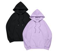 2 felpe con cappuccio da uomo, tinta unita, termiche, in pile, casual, vestibilità larga, con tasche, leggera, per sport, palestra, autunno inverno, bianco, 3XL