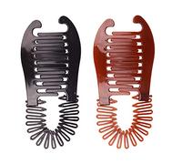 2 fermagli a banana in plastica ad incastro su due lati, pettine per capelli allungato per coda di cavallo