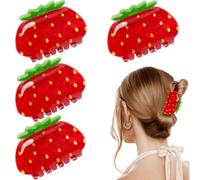 2 fermagli a forma di fragola, in acetato, clip per capelli a fragola, forte tenuta, piccole forcine antiscivolo, morsetto per mascella dal design unico retrò, accessori per capelli per donne e