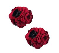 2 fermagli a mascella da donna in chiffon rosso vino, a forma di rosa, clip per capelli con motivo floreale, accessori eleganti per donne e ragazze