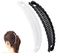 2 fermagli per capelli a banana bianchi neri piatti doppi pettini grandi clip per artiglio antiscivolo accessori per acconciature forcina per donne