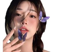 2 fermagli per capelli a farfalla glitterati di alta qualità, graziosi, a forma di farfalla, accessori per capelli, per donne e ragazze (viola)