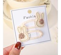 2 fermagli per capelli a forma di coniglio, ricamati bianchi, in tessuto a forma di animale, fermagli decorativi laterali, accessori per capelli, 2 pezzi