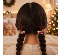 2 fermagli per capelli a forma di corna di Natale, mollette a coccodrillo Woodland