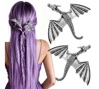 2 fermagli per capelli a forma di drago gotico, accessori per capelli di Halloween, accessori per capelli vichinghi, forcine per capelli vintage in metallo, stile a tema vichingo, per donne e ragazze