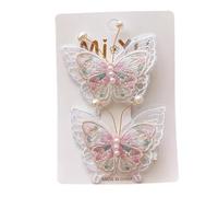 2 fermagli per capelli a forma di farfalla con perle in rete, dolci e carini, mini accessori per capelli fatti a mano