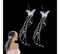 2 fermagli per capelli a forma di farfalla con strass di cristallo, eleganti fermagli per capelli in acrilico, accessori per capelli stravaganti per matrimoni, balli, compleanni