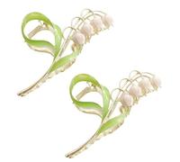 2 fermagli per capelli a forma di fiore di mughetto rosa, grandi clip in metallo, morsetti per orchidee, morsetti per giglio, accessori per lo styling per spessi e sottili