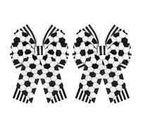 2 fermagli per capelli a forma di pallone da calcio, fiocchi da calcio per donne, fermagli per capelli da calcio, accessori da calcio per donne, design con schema di colori bianco e nero, regalo