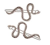 2 fermagli per capelli a forma di serpente metallizzati alla moda retrò a forma di animale, decorazione per capelli con frangia