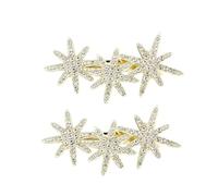 2 fermagli per capelli a forma di stella con cristalli scintillanti, dorati, ottagramma, becco d'anatra, con strass, accessori per capelli per donne e ragazze, fermagli geometrici dorati per feste