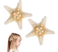 2 fermagli per capelli a forma di stella marina tropicale naturale, forcine per capelli da spiaggia, sirena, accessori per sposa, donne, ragazze, matrimoni estivi