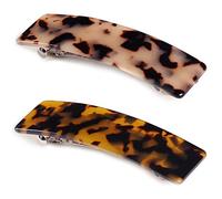 2 fermagli per capelli a forma di tartaruga con design francese in celluloide rettangolare per le donne