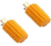 2 fermagli per capelli arancioni realistici di mais, per donne e ragazze, frangia laterale, accessori per capelli divertenti, clip per capelli e fermagli per capelli decorativi