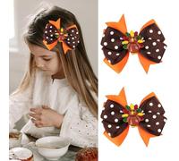 2 fermagli per capelli con fiocco del Ringraziamento, per ragazze e donne, accessori per capelli per autunno del Ringraziamento, fiocco per capelli spesso o sottile, con grazioso design a pois di