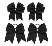 2 fermagli per capelli con fiocco e 2 elastici per capelli, extra grandi, per bambini, copricapo da donna, adatti per balli, pendolari, compleanni (nero)