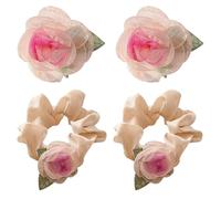 2 Fermagli Per Capelli Con Fiori E 2 Elastici Per Capelli Con Fiori, Eleganti Accessori Per Capelli, Accessori Per Capelli Da Donna, Accessori Per Capelli Per Feste, Accessori Di Abbigliamento