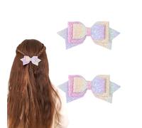 2 fermagli per capelli con glitter, 12,7 cm, multicolore, scintillanti fiocchi arcobaleno per ragazze, ragazze, adolescenti, bambini, graziose forcine per capelli, per feste, vacanze, matrimoni,