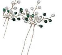 2 fermagli per capelli, con perle a forma di U, per matrimonio, matrimonio, matrimonio, cena, comunione, banchetto, verde