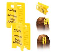2 fermagli per capelli con segno di attenzione sovrastimolato, con scritta "Do Not Approach" (Non avvicinarsi), divertenti fermagli per capelli gialli per capelli spessi, regalo divertente per