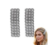 2 fermagli per capelli con strass argentati, per donne e ragazze, rettangolari, stile coreano, accessori per capelli, clip e fermagli
