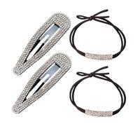 2 Fermagli Per Capelli Con Strass Con 2 Elastici Per Capelli Con Strass, Fermagli Laterali A Goccia, Accessori Per Capelli Con Frangia Glitterata, Accessori Per Capelli Per Ragazze