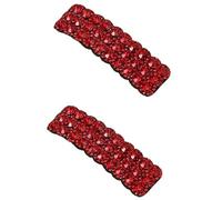 2 fermagli per capelli con strass, rettangolari rossi, stile coreano, accessori per capelli da sposa per donne e ragazze