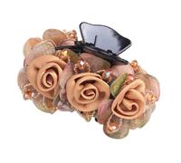 2 fermagli per capelli da donna, clip antiscivolo per capelli, clip per capelli francesi con perle di cristallo, accessorio per acconciature spesse sottili, kaki