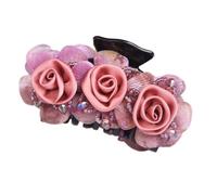 2 fermagli per capelli da donna, clip per capelli antiscivolo, clip per capelli francesi con perle di cristallo, accessorio per acconciature spesse sottili, rosa lilla