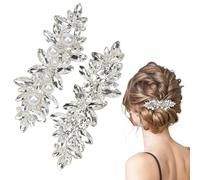 2 fermagli per capelli da donna con perle di cristallo e strass scintillanti a forma di fiore, fermagli per capelli da sposa francese, accessori per capelli per San Valentino, matrimoni, balli di fine