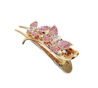 2 fermagli per capelli da donna, con strass, in metallo, grandi e francesi, antiscivolo, eleganti fermagli per capelli, per donne, 9 x 3,5 cm, farfalla rossa