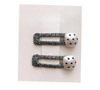 2 fermagli per capelli, dolci e carini a pois, fatti a mano, mini fermagli per capelli quadrati neri