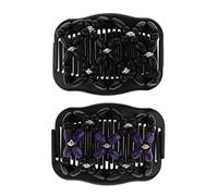 2 fermagli per capelli elastici a doppio pettine, pettini laterali magici con perline in legno, accessori per capelli vintage multiuso, per donne e ragazze